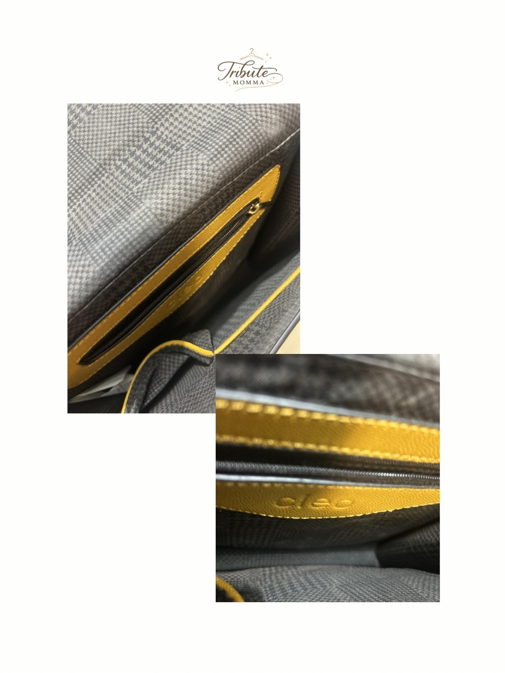 Cleo Mustard Top Handle Bag w/ Tortoiseshell Chain Accent Structured Satchel - Picture 4 of 5